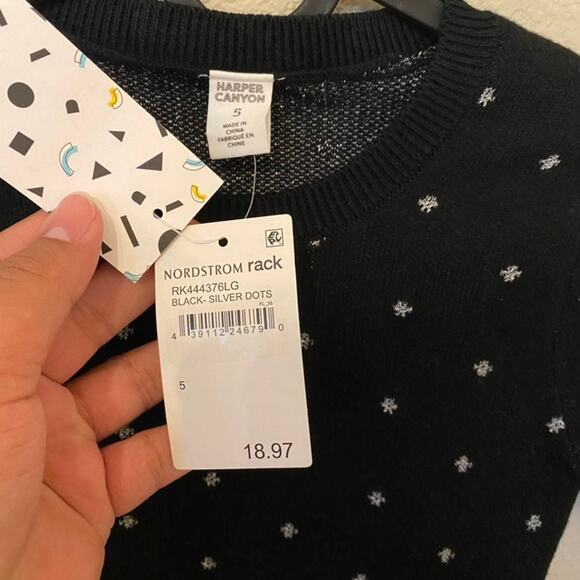 Harper Canyon Black Snowflake Sweatshirt Girl's Size 5 - Picture 3 of 4